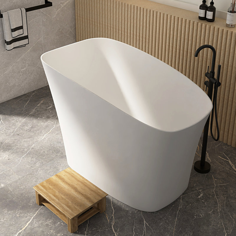 MEDUNJESS 51'' Japanese Freestanding Tub Solid Surface Deep